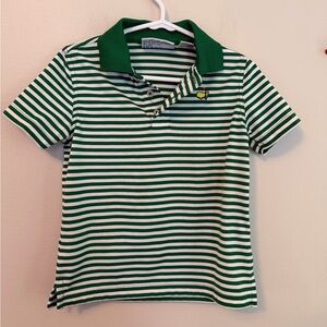 Masters Green & White Striped Kids Polo Shirt